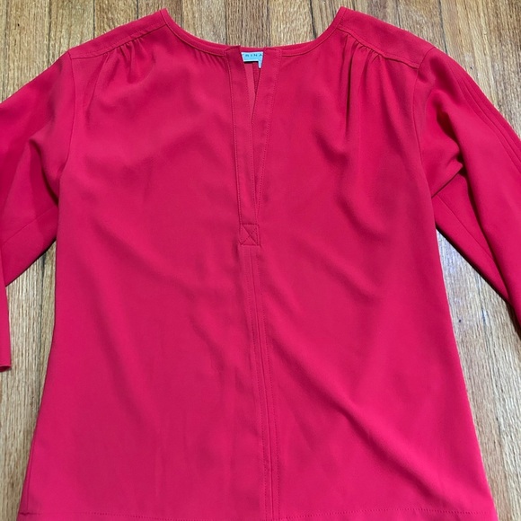 TRINA TURK Lipstick Red TieSleeve V Neck Career Party Casual Blouse Size Small - Picture 3 of 10